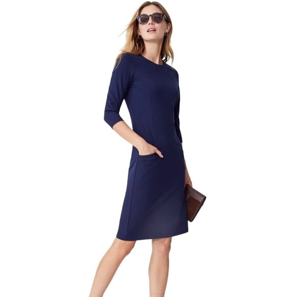 J. Mclaughlin Catalyst Dress Navy Catalina Cloth Tone On Tone Animal Texture Pri - Picture 1 of 8
